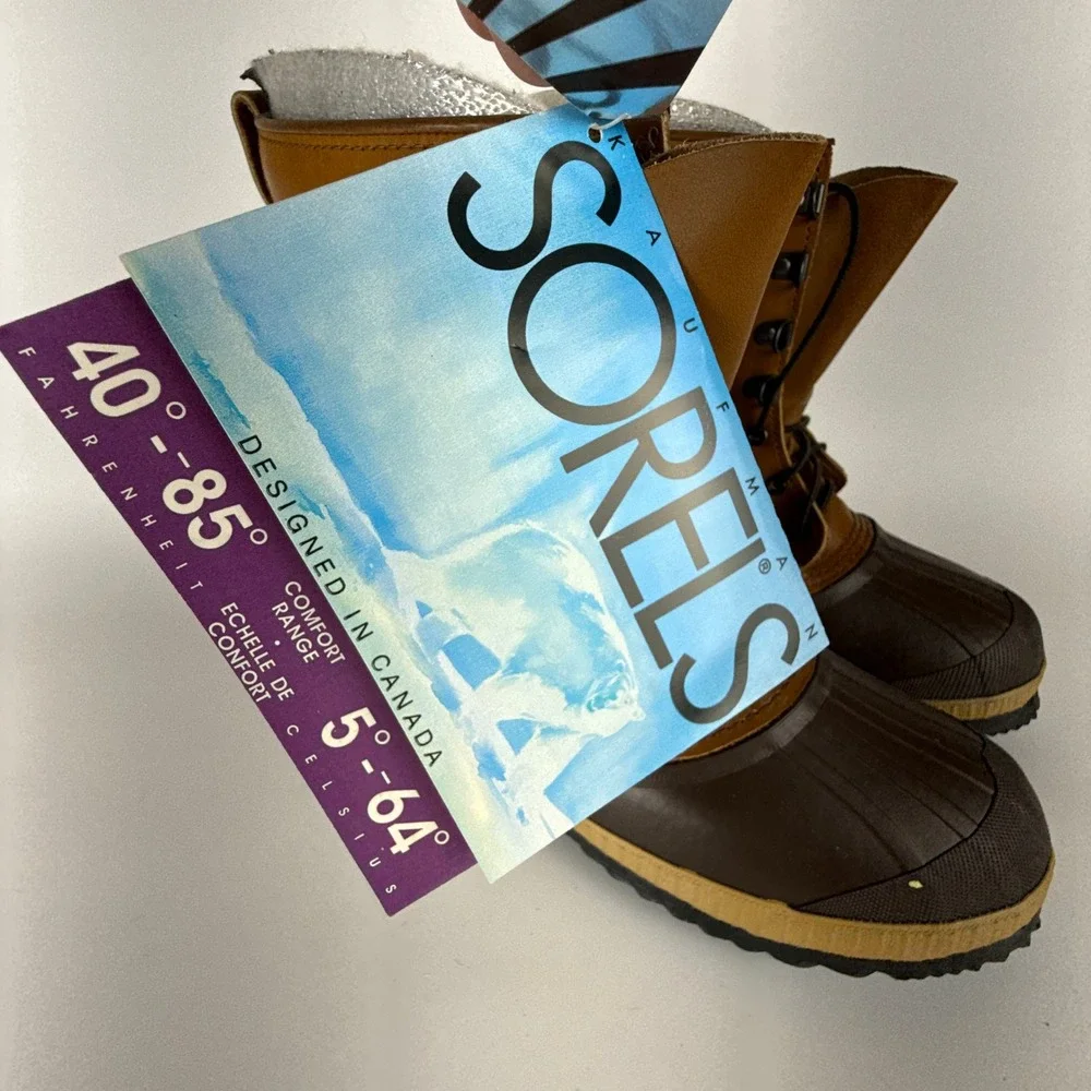 Vintage Sorel Kaufman Superior Winter Snow Boots Mens Size 8 Brown New Insulated